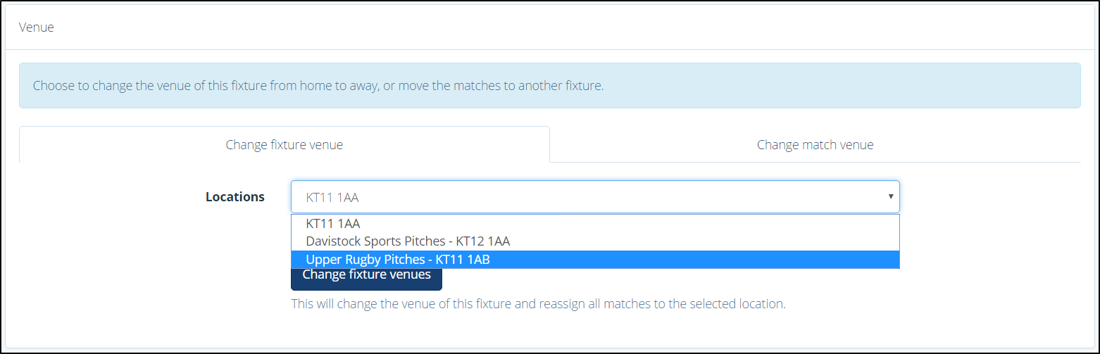 Edit Fixture Venue